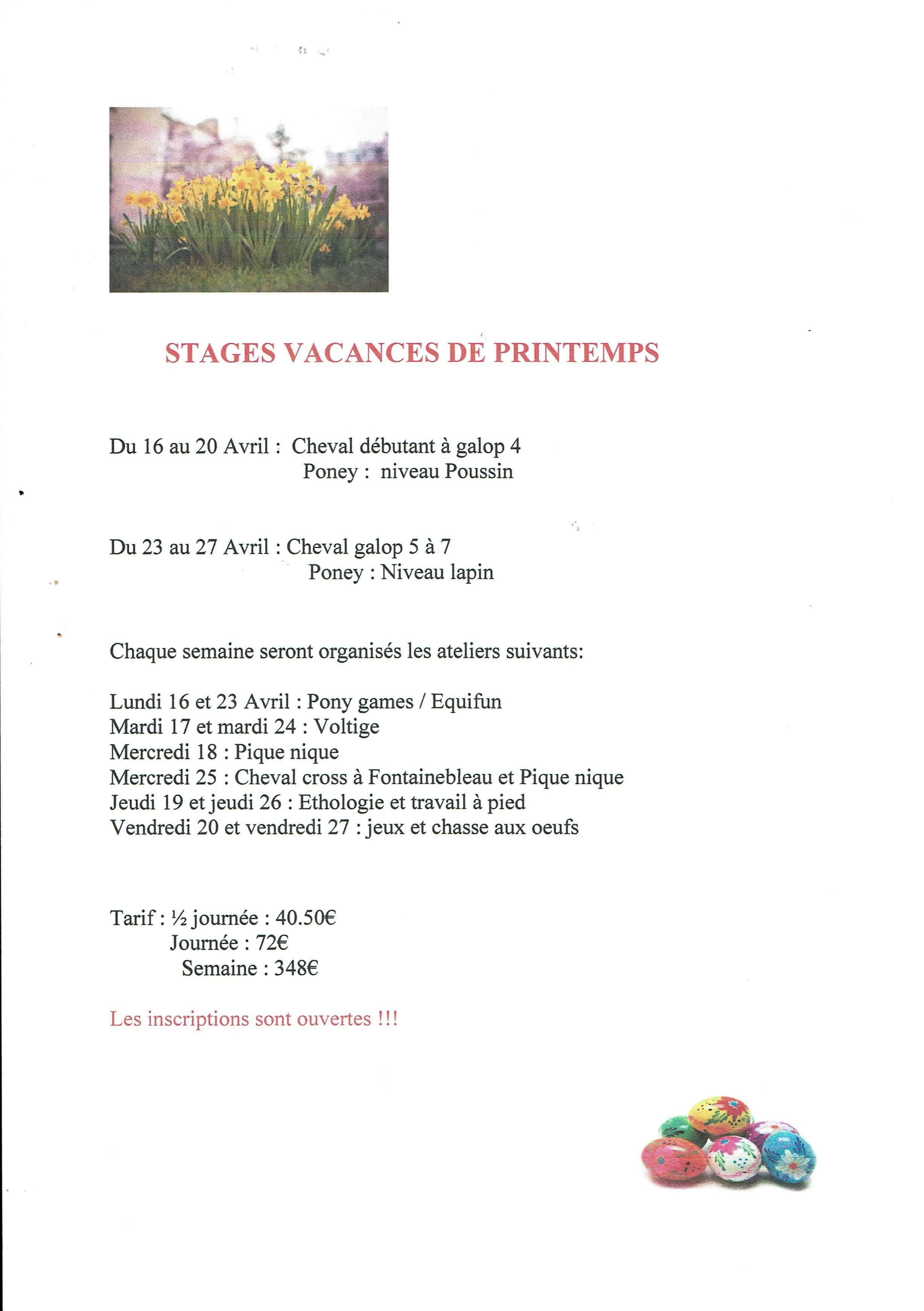 Stages Printemps